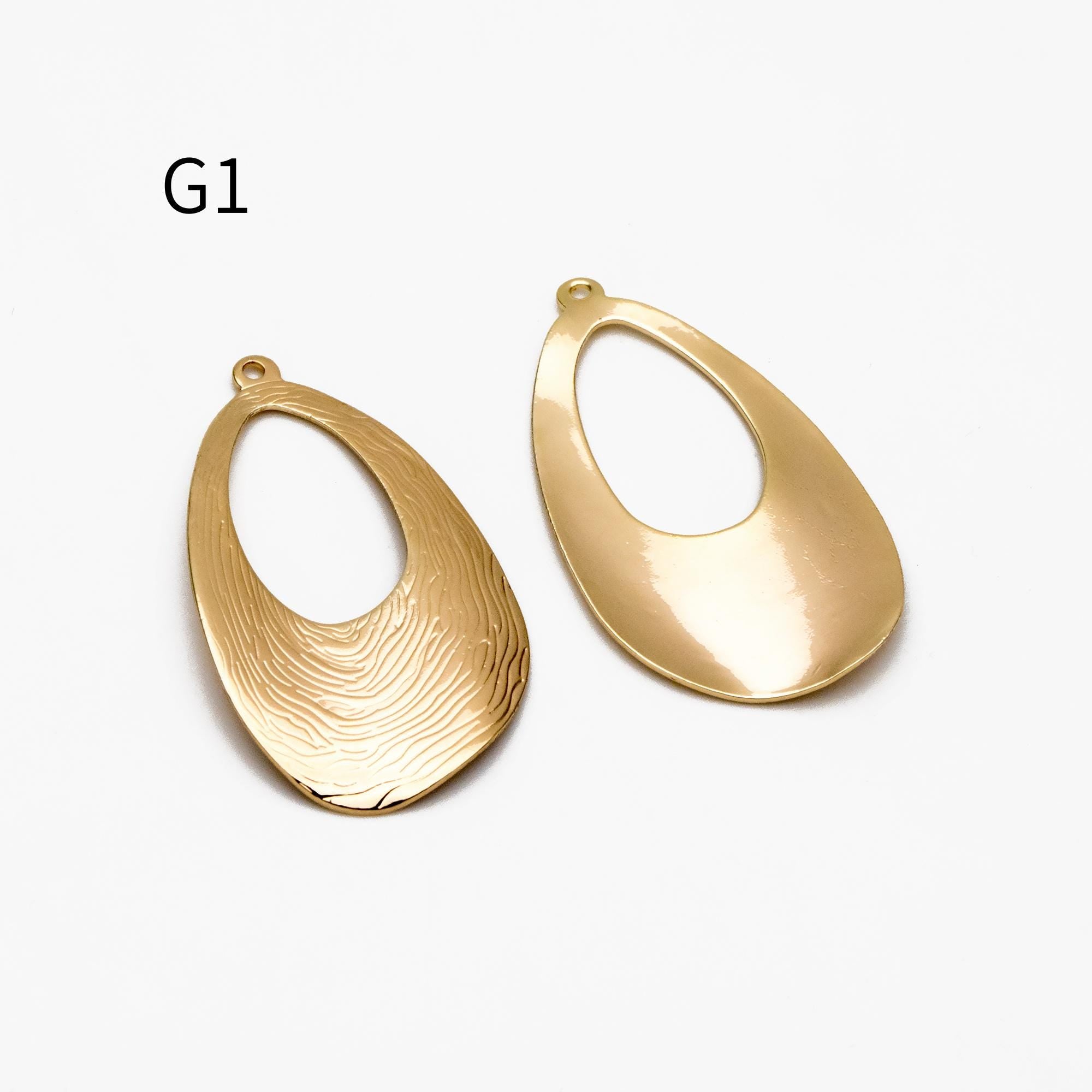 10pcs Gold/ Silver Tone Hammered Geometric Charm, Gold/ Rhodium plated Brass Earring Pendants (GB-1404)